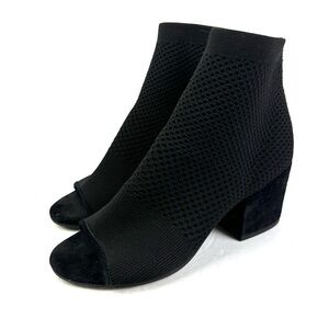Eileen‎ Fisher Croft Bootie 5.5 Black Stretch Knit Open Toe Shoes Womens